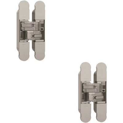 2X 134 X 24mm Concealed Medium Duty Hinge Fits Unrebated Doors Nickel Plated from B&Q