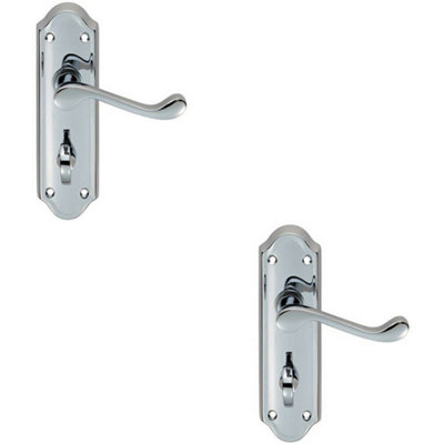 B&Q 2X Pair Victorian Upturned Lever On Bathroom Backplate 168 X 47Mm Chrome