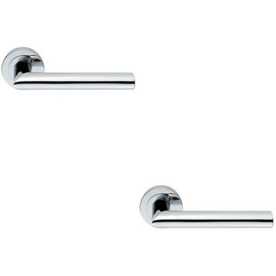 2X Pair Straight Mitred Bar Handle On Round Rose Concealed Fix Polished Chrome from B&Q