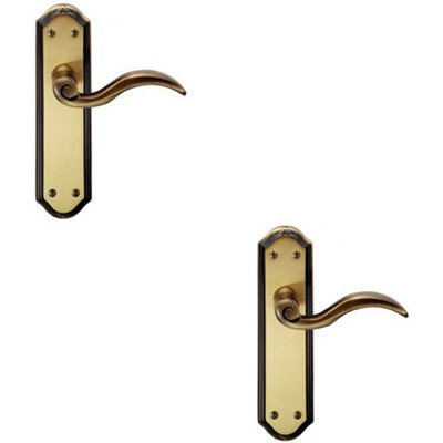 B&Q 2X Pair Spiral Sculpted Handle On Latch Backplate 180 X 48Mm Florentine Bronze