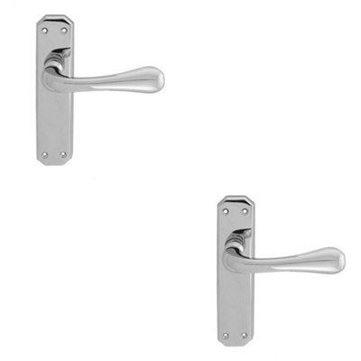 2X Pair Heavy Duty Handle On Angular Latch Backplate 180 X 40mm Polished Chrome from B&Q