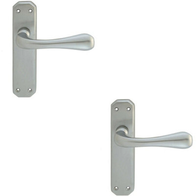 B&Q 2X Pair Heavy Duty Handle On Angular Latch Backplate 180 X 40Mm Satin Chrome