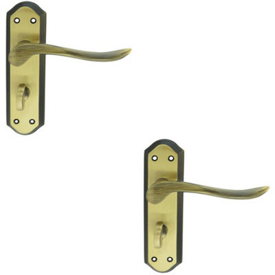 B&Q 2X Pair Curved Lever On Sculpted Bathroom Backplate 180 X 48Mm Florentine Bronze