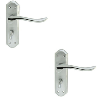 B&Q 2X Pair Curved Handle On Sculpted Bathroom Backplate 180 X 48Mm Chrome