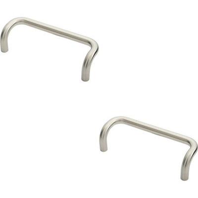 Loops 2X Cranked Door Pull Handle 19mm Dia 225mm Fixing Centres Satin Steel from B&Q