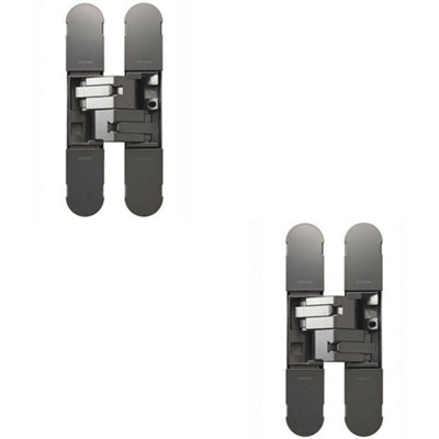 2X 134 X 24mm Concealed Medium Duty Hinge Fits Unrebated Doors Matt Nickel from B&Q