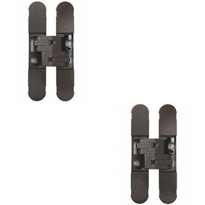  - 2X 130 X 30mm Concealed Heavy Duty Hinge Fits Unrebated Doors Bronze Plated