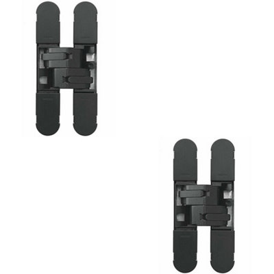  - 2X 130 X 30mm Concealed Heavy Duty Hinge Fits Unrebated Doors Matt Black