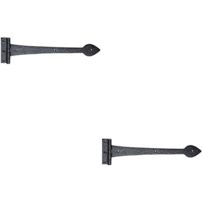 2X Pair 380 X 102mm Ornate T Hinge Black Antique Internal Decorative Door Hinge from B&Q
