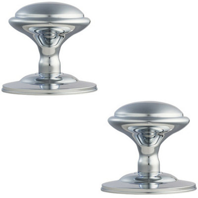 Loops 2X Round Victorian Centre Door Knob Polished Chrome 85mm Rose Outdoor Handle from B&Q