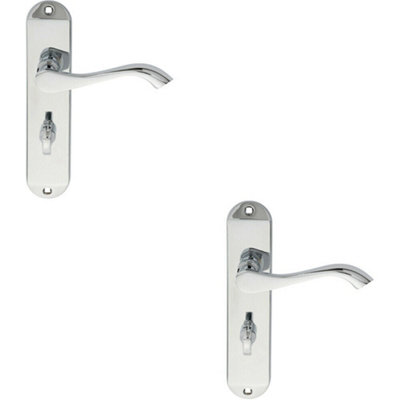 B&Q 2X Pair Curved Lever On Chamfered Bathroom Backplate 180 X 40Mm Polished Chrome