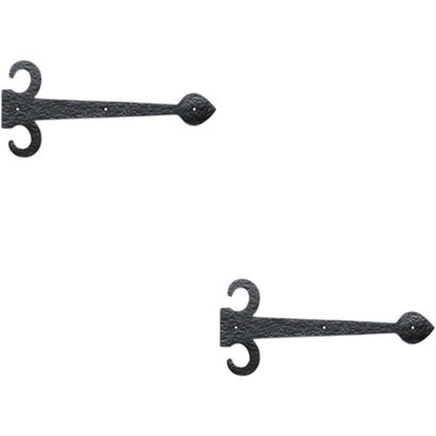  - 2X Pair 457mm Ornate Sword Hinge Front Black Antique Decorative Door Plate
