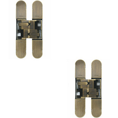  - 2X 130 X 30mm Concealed Heavy Duty Hinge Fits Unrebated Doors Antique Bronze
