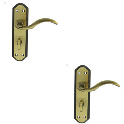  - 2X Pair Spiral Sculpted Lever On Bathroom Backplate 180 X 48mm Florentine Bronze