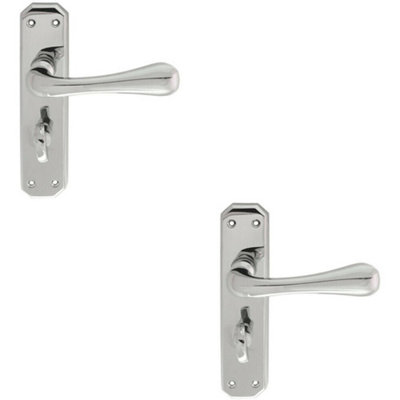  - 2X Pair Heavy Duty Lever On Angular Bathroom Backplate 180 X 40mm Chrome