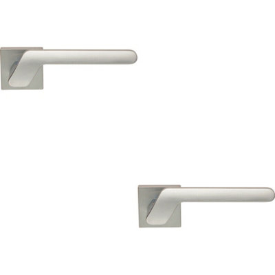 B&Q 2X Pair Modern Angled Handle On Square Rose Concealed Fix Satin Chrome
