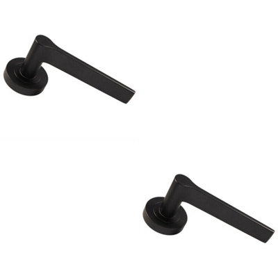  - 2X Pair Straight Rounded Handle On Round Rose Concealed Fix Matt Black