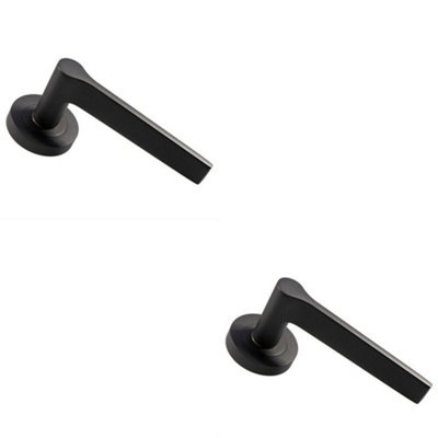  - 2X Pair Straight Rounded Handle On Round Rose Concealed Fix Matt Bronze