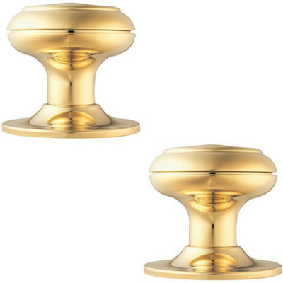 Loops 2X 76mm Large Centre Door Knob Stainless Brass Outdoor External Door Handle from B&Q