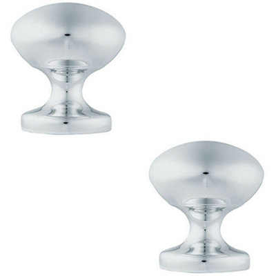Loops 2X 57mm Octagonal Centre Door Knob Victorian Polished Chrome Outdoor Handle from B&Q