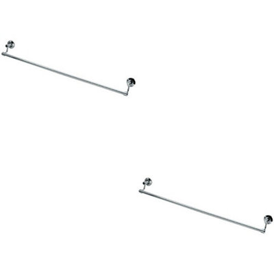 2X Single Bathroom Towel Rail Bar 472mm Fixing Centres Polished Chrome from B&Q