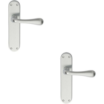 2X Pair Smooth Round Bar Handle On Latch Backplate 185 X 40mm Satin Chrome from B&Q