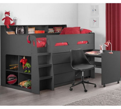 Jupiter Anthracite Wooden Mid Sleeper Cabin Bed Frame3Ft Single from B&Q