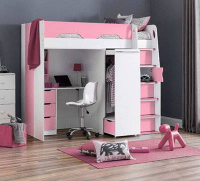 Pegasus Pink And White Wooden High Sleeper Frame3Ft Single from B&Q