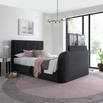 Sherlock Grey Velvet Ottoman Electric Tv Bed Frame6Ft Super King Size from B&Q