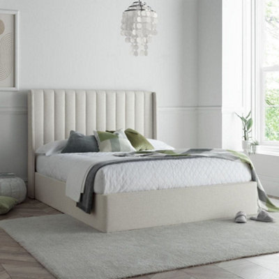 Harper Natural Fabric Winged Ottoman Storage Bed Frame4Ft6 Double from B&Q