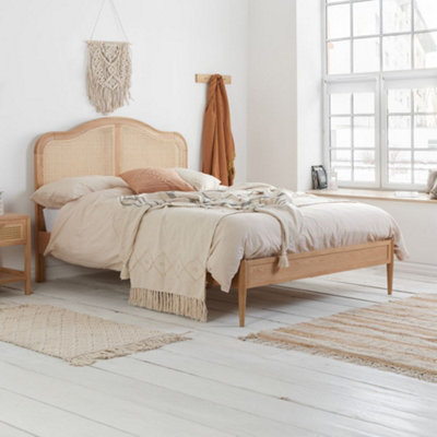 Leonie Rattan Oak Wooden Bed Frame4Ft6 Double from B&Q