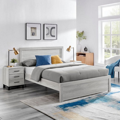 Rodley Grey Oak Wooden Bed Frame5Ft King Size from B&Q