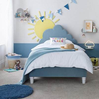 Cloud Blue Velvet Kids Bed3Ft Single from B&Q