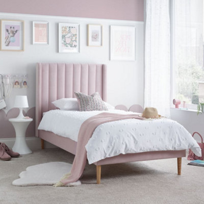 Marlow Pink Velvet Kids Bed3Ft Single from B&Q