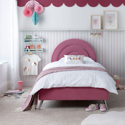 Rainbow Pink Velvet Kids Bed3Ft Single from B&Q