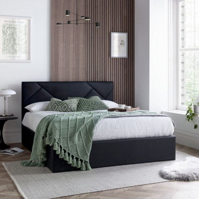  - Chicago Black Leather Ottoman Storage Bed5Ft King Size