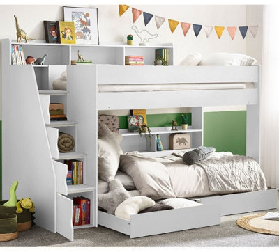 Tuscan White Wooden Staircase Bunk Bed3Ft Single from B&Q