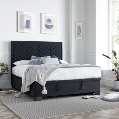 Watson Dark Grey Fabric Ottoman Storage Bed4Ft6 Double from B&Q
