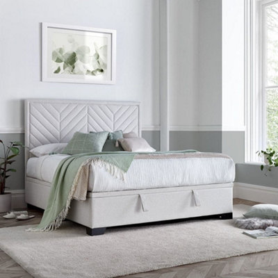 Watson Natural Fabric Ottoman Storage Bed6Ft Super King Size from B&Q