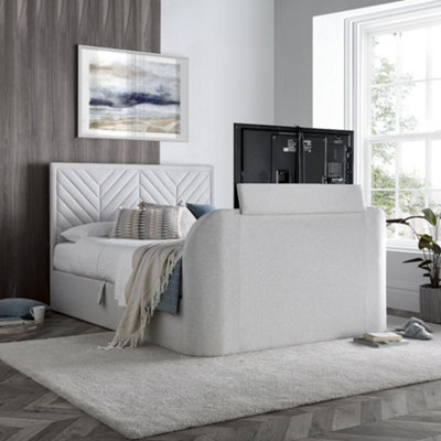 Sherlock Natural Fabric Ottoman Electric Media Tv Bed4Ft6 Double from B&Q