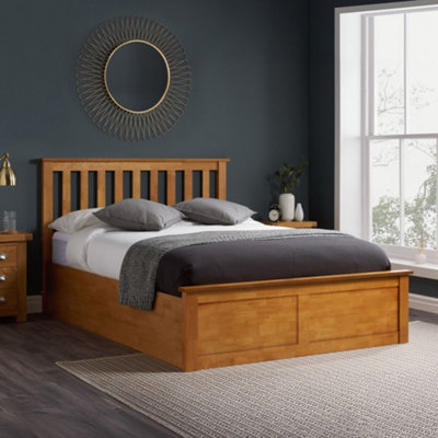  - Phoenix Oak Wooden Ottoman Storage Bed Frame3Ft Single