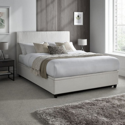 Avery White Fabric Ottoman Storage Bed Frame4Ft6 Double from B&Q