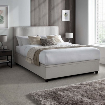 Avery Stone Grey Fabric Ottoman Storage Bed Frame6Ft Super King Size from B&Q
