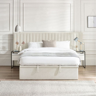 Paige White Fabric Ottoman Storage Hotel Bed Frame4Ft6 Double from B&Q