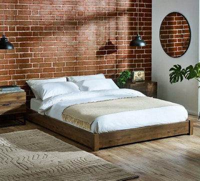 Marston Rustic Wooden Platform Bed5Ft King Size from B&Q