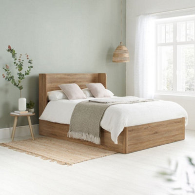 Olden Oak Winged Wooden Ottoman Storage Bed5Ft King Size from B&Q