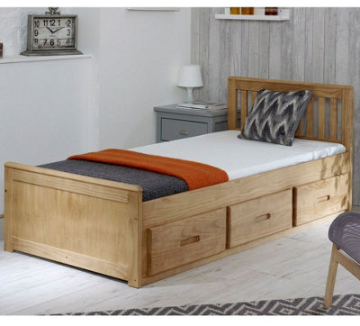 Mission Waxed Pine Wooden Storage Bed Frame5Ft King Size from B&Q
