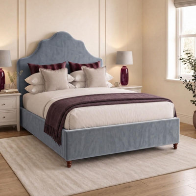  - Chelsea Blue Velvet Fabric Ottoman Storage Bed Frame4Ft6 Double