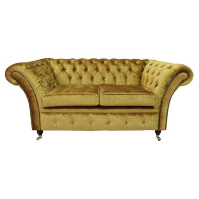 Chesterfield 2 Seater Boutique Gold Crush Velvet Sofa In Balmoral Style from B&Q