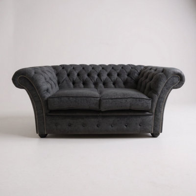 Chesterfield 2 Seater Pimlico Carbon Grey Fabric Sofa Settee Bespoke In Balmoral Style from B&Q